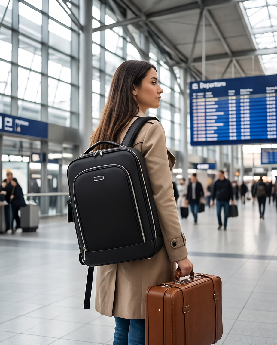 Q-MERIDIAN Premium Nylon Laptop Backpack — Water-Resistant Travel & Business Backpack