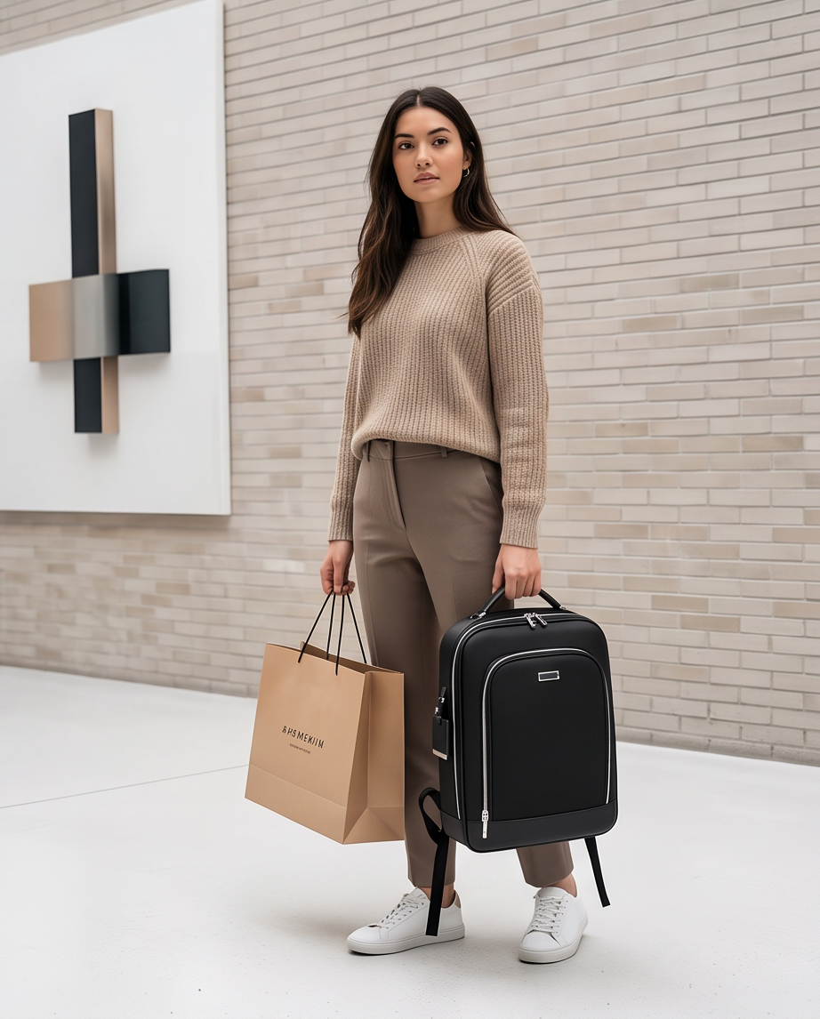 Q-MERIDIAN Premium Nylon Laptop Backpack — Water-Resistant Travel & Business Backpack