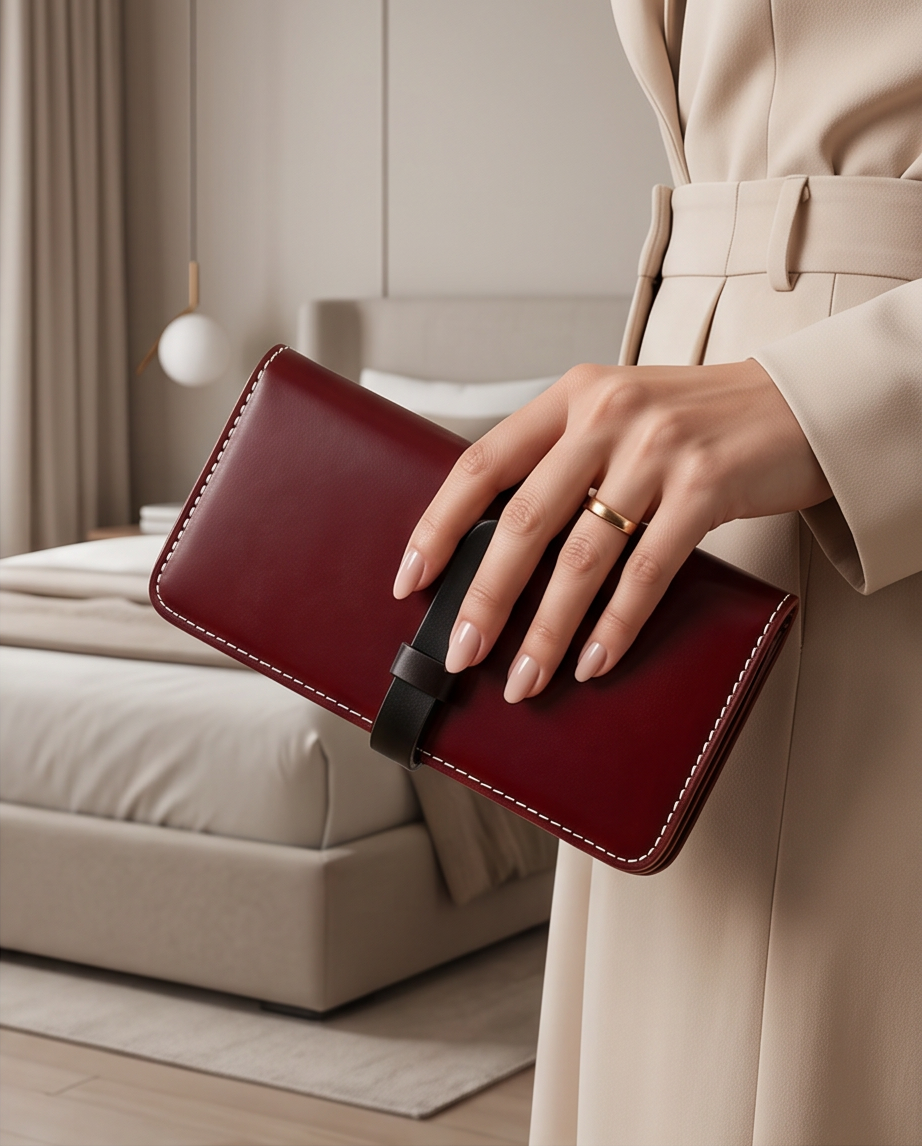 Q-ADINA Women's Large Genuine Leather Long Wallet