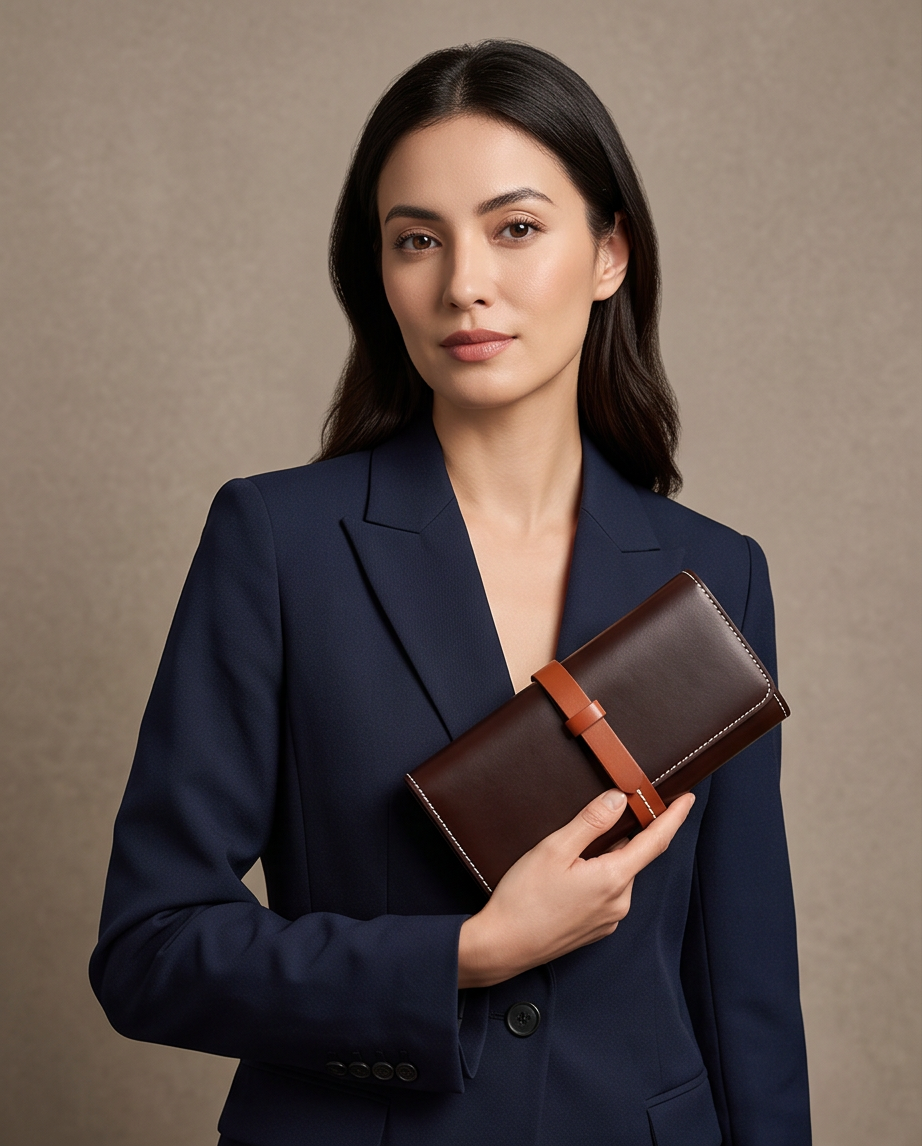 Q-ADINA Women's Large Genuine Leather Long Wallet