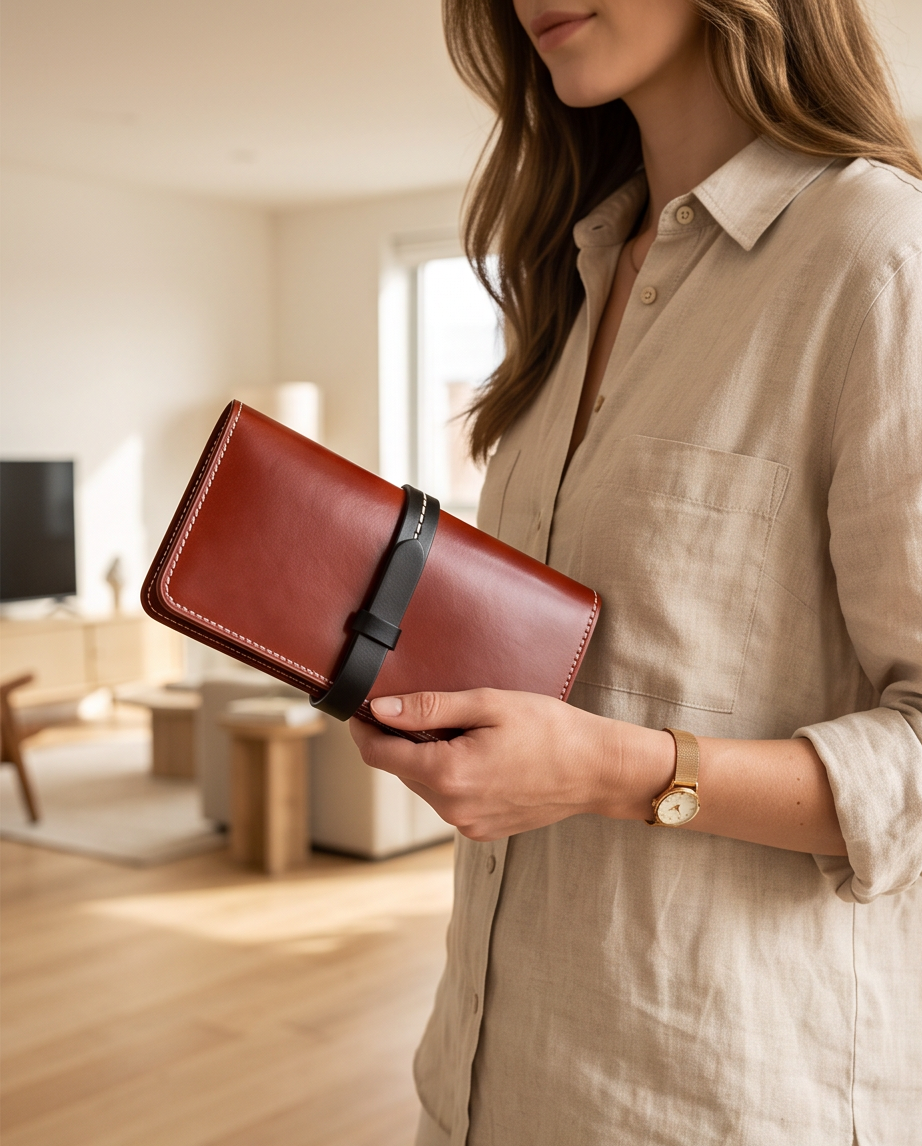 Q-ADINA Women's Large Genuine Leather Long Wallet