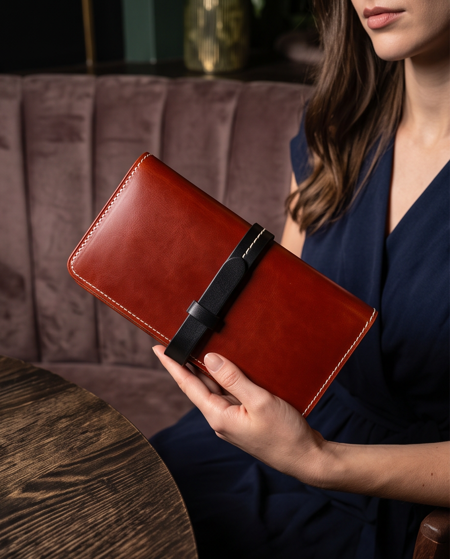 Q-ADINA Women's Large Genuine Leather Long Wallet