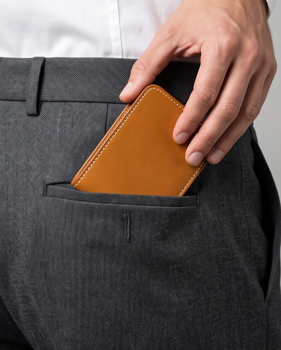 Q-SECURO Men's Slim RFID Wallet, Italian Leather, 6 Card Slots