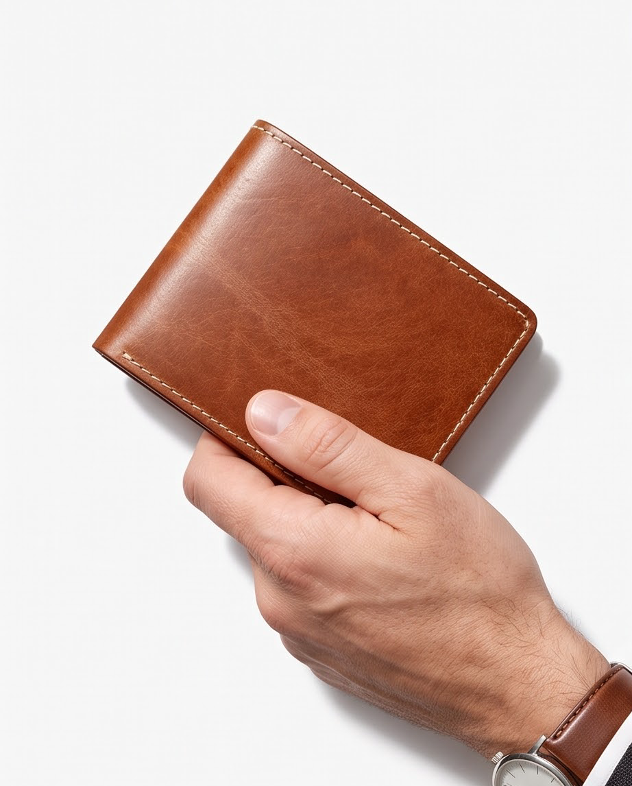 Q-SECURO Men's Slim Bifold Wallet – Italian Vegetable Tanned Leather, RFID Blocking, 6 Card Slots