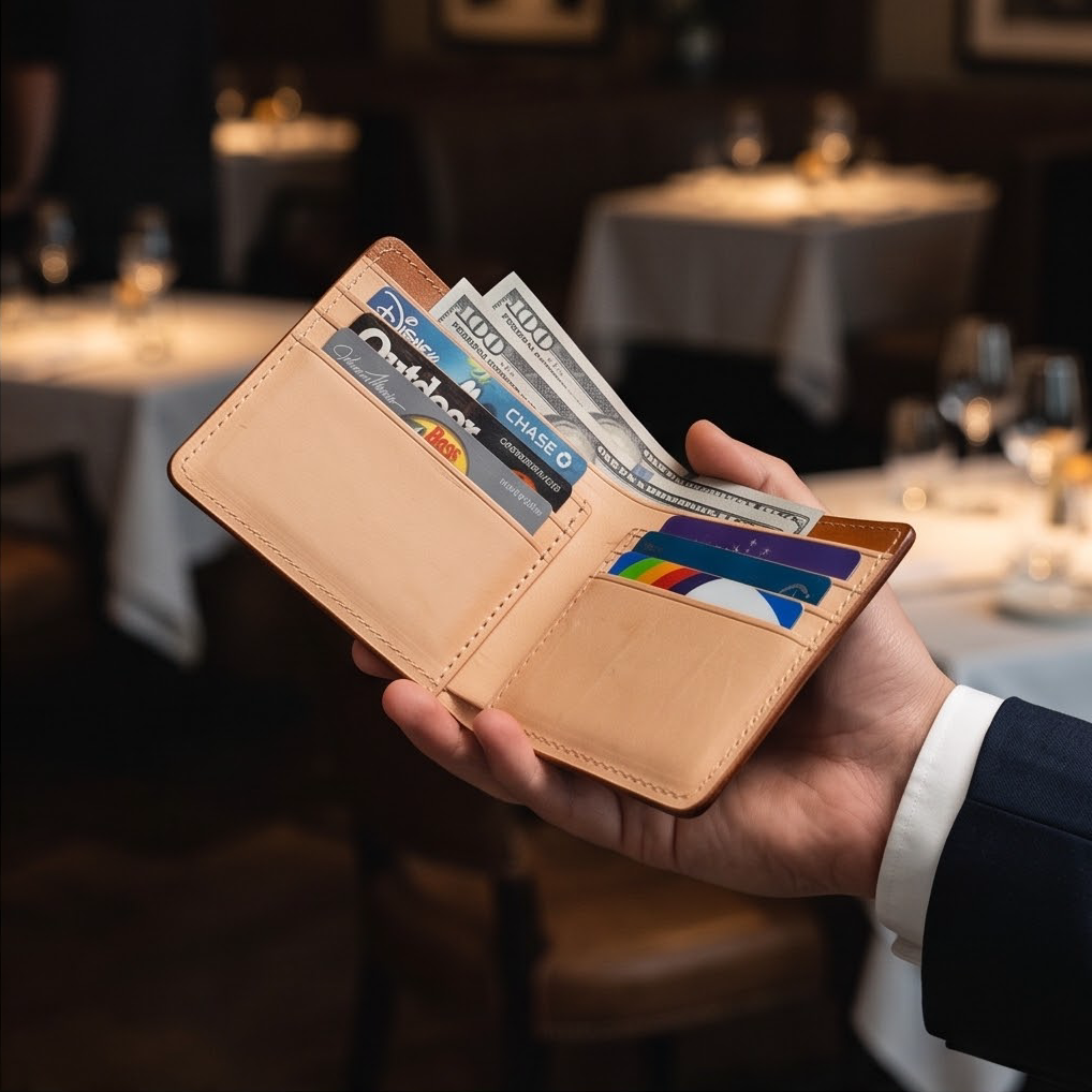 Q-SECURO Men's Slim RFID Wallet, Italian Leather, 6 Card Slots
