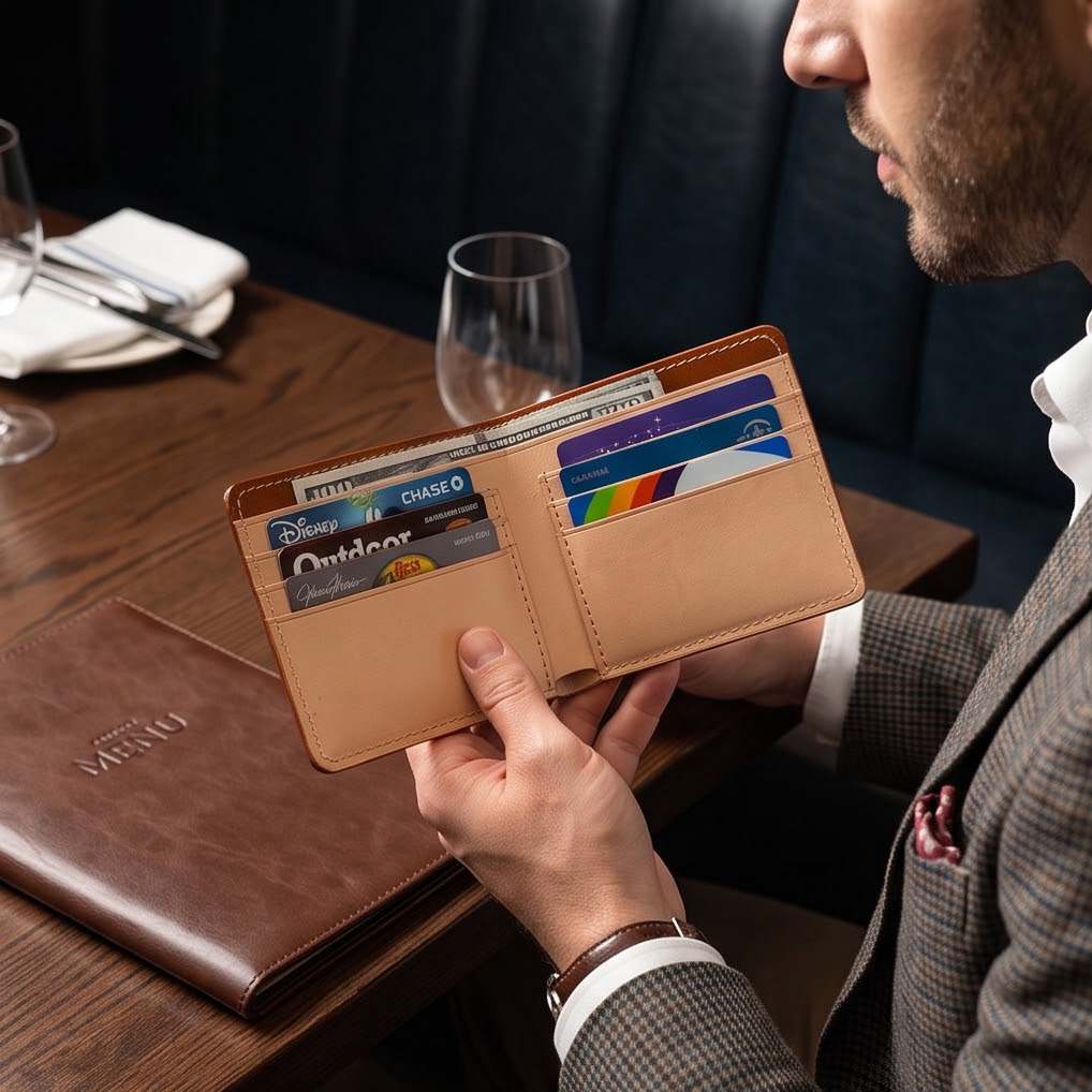 Q-SECURO Men's Slim RFID Wallet, Italian Leather, 6 Card Slots