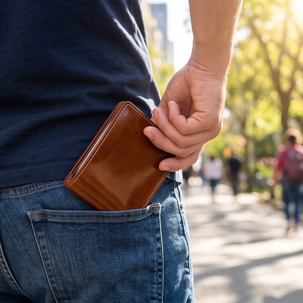 Q-SECURO Men's Slim Bifold Wallet – Italian Vegetable Tanned Leather, RFID Blocking, 6 Card Slots