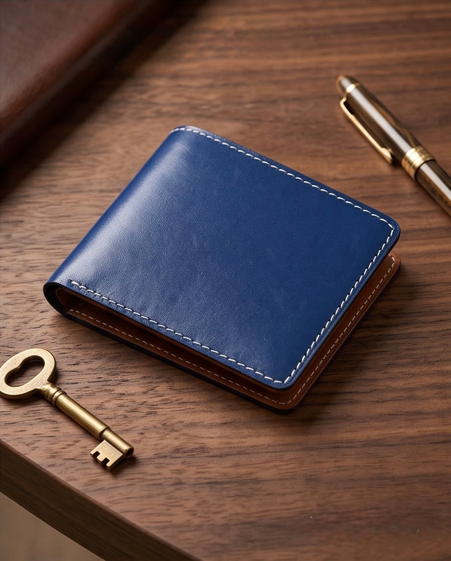 Q-SECURO Men's Slim RFID Wallet, Italian Leather, 6 Card Slots