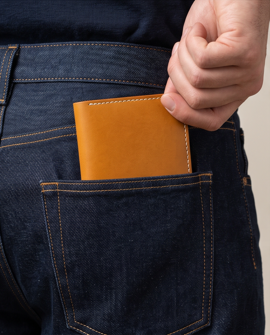 Q-FORTAN Men's Slim Italian Leather RFID Bifold Wallet