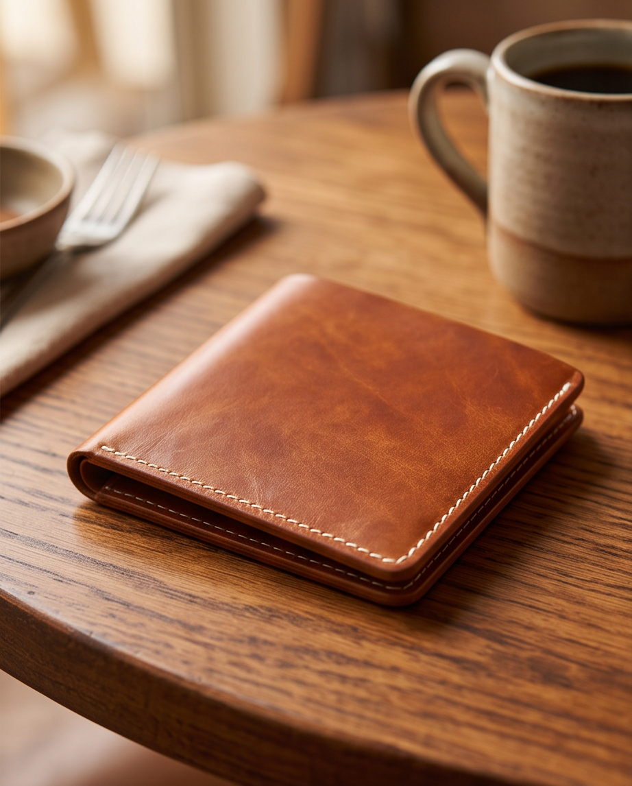 Q-FORTAN Men's Slim Italian Leather RFID Bifold Wallet