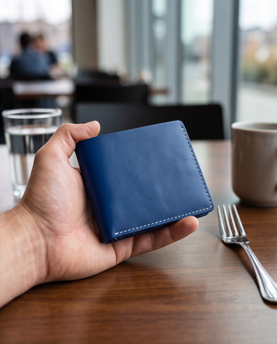 Q-FORTAN Slim Leather Bifold Wallet for Men – Italian Vegetable Tanned, RFID Blocking