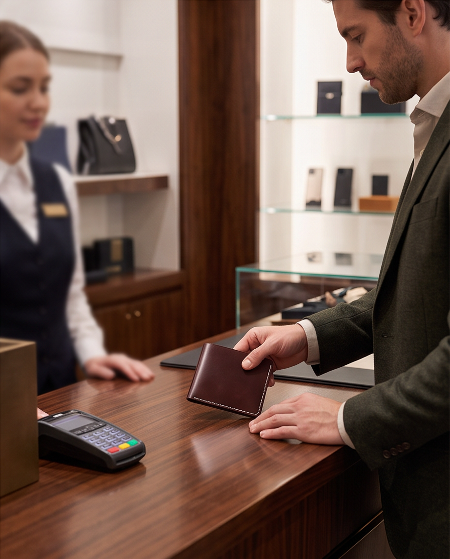 Q-FORTAN Men's Slim Italian Leather RFID Bifold Wallet