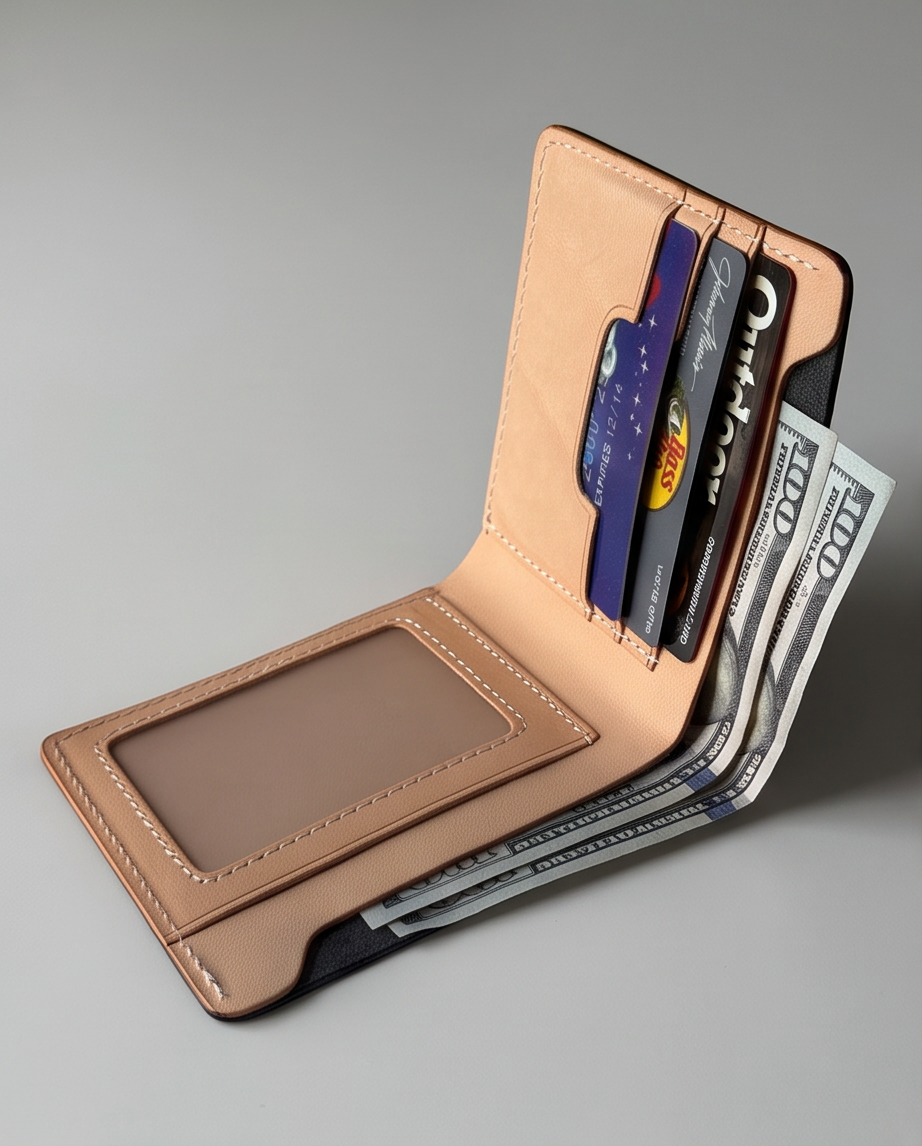 Q-FORTAN Men's Slim Italian Leather RFID Bifold Wallet
