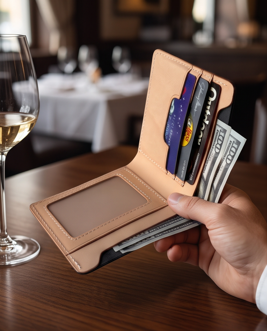 Q-FORTAN Men's Slim Italian Leather RFID Bifold Wallet