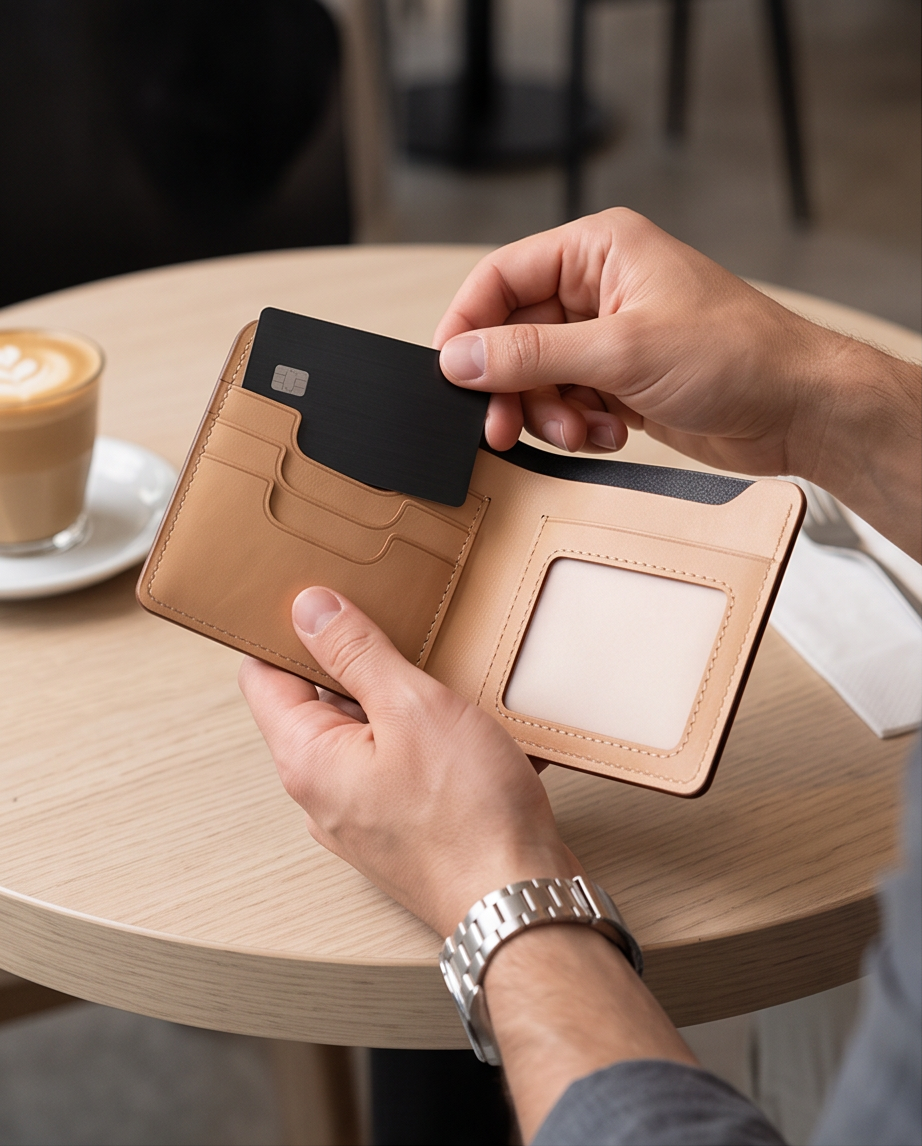 Q-FORTAN Men's Slim Italian Leather RFID Bifold Wallet