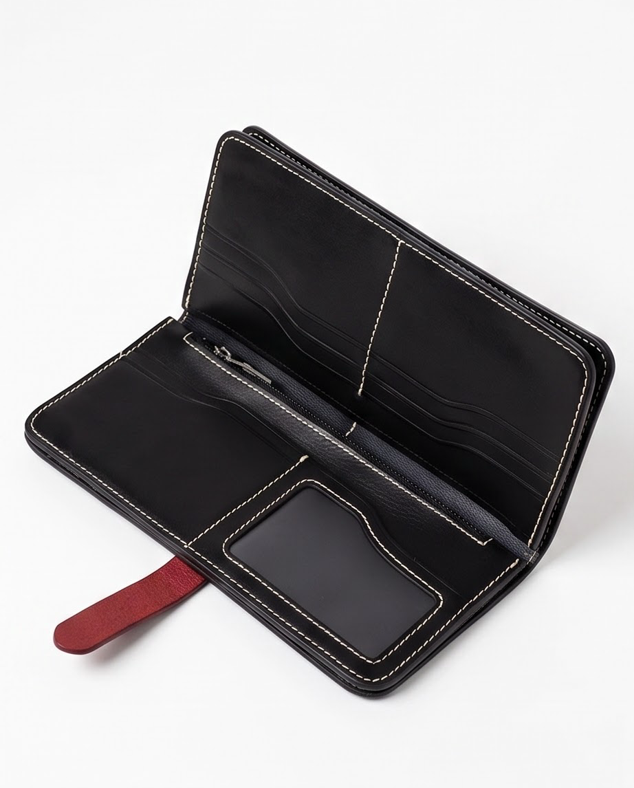 Q-ADINA Women's Large Genuine Leather Long Wallet