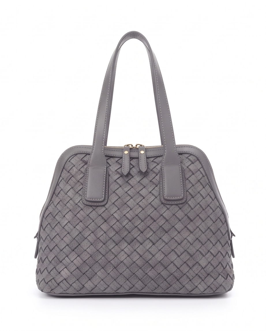 Q-VITA Braided Calfskin Handbag – Hand-Braided Italian Leather, Crossbody & Top Handle