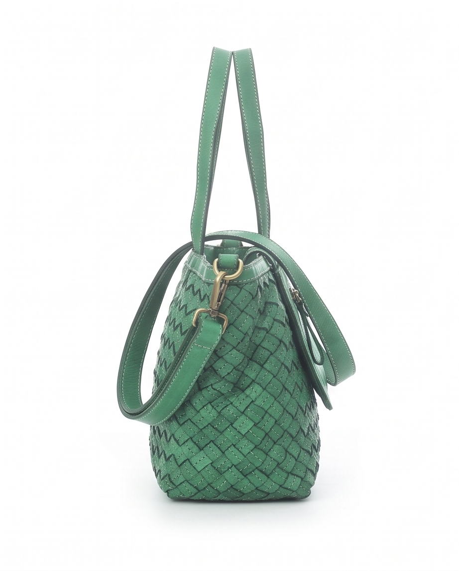 Q-Adelma Braided Calfskin Handbag — Handcrafted Elegance, Built to Endure