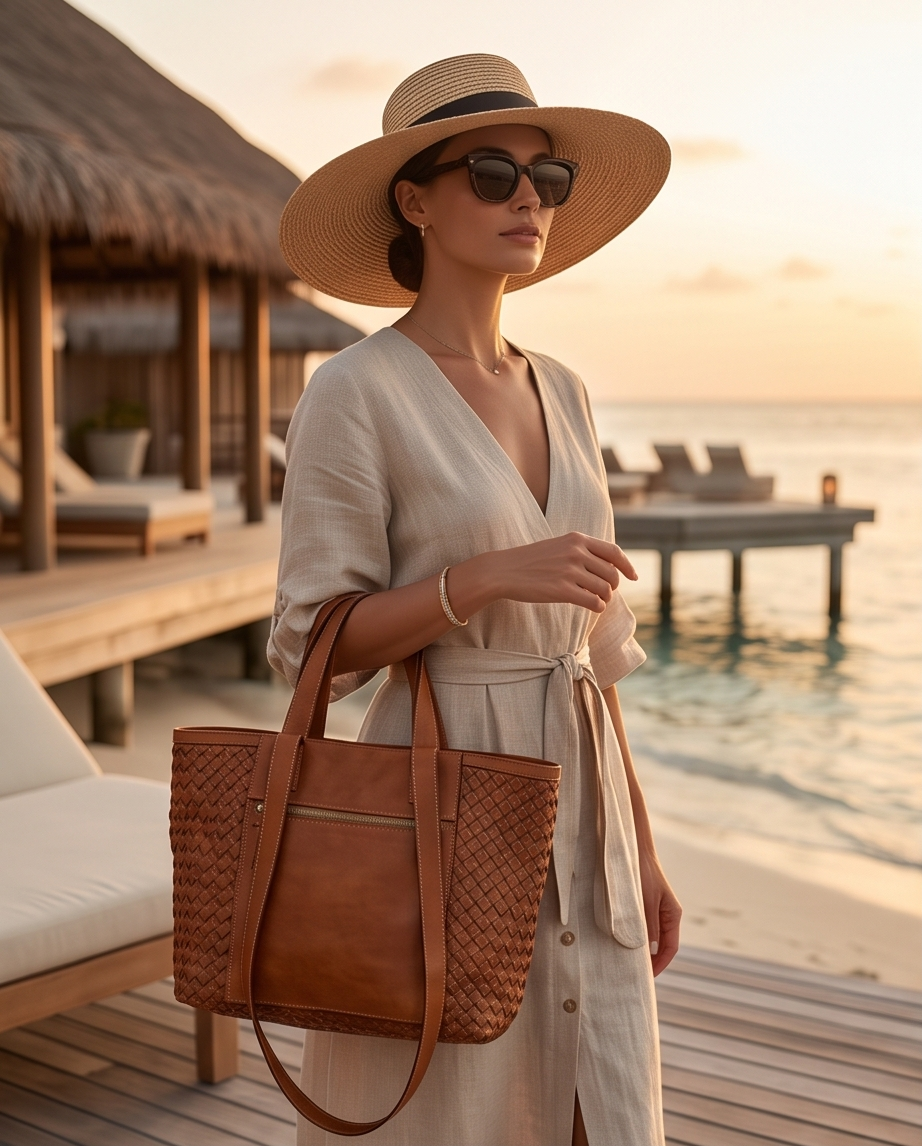 Q-Adelme Braided Calfskin Tote Bag — Handcrafted Elegance, Effortless Capacity