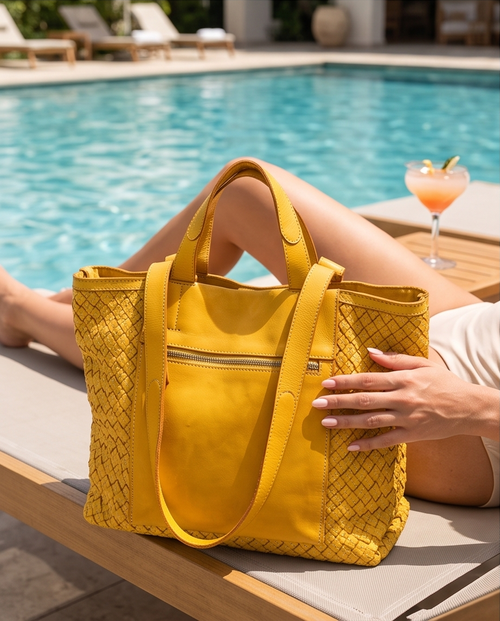 Q-Adelme Braided Calfskin Tote Bag — Handcrafted Elegance, Effortless Capacity