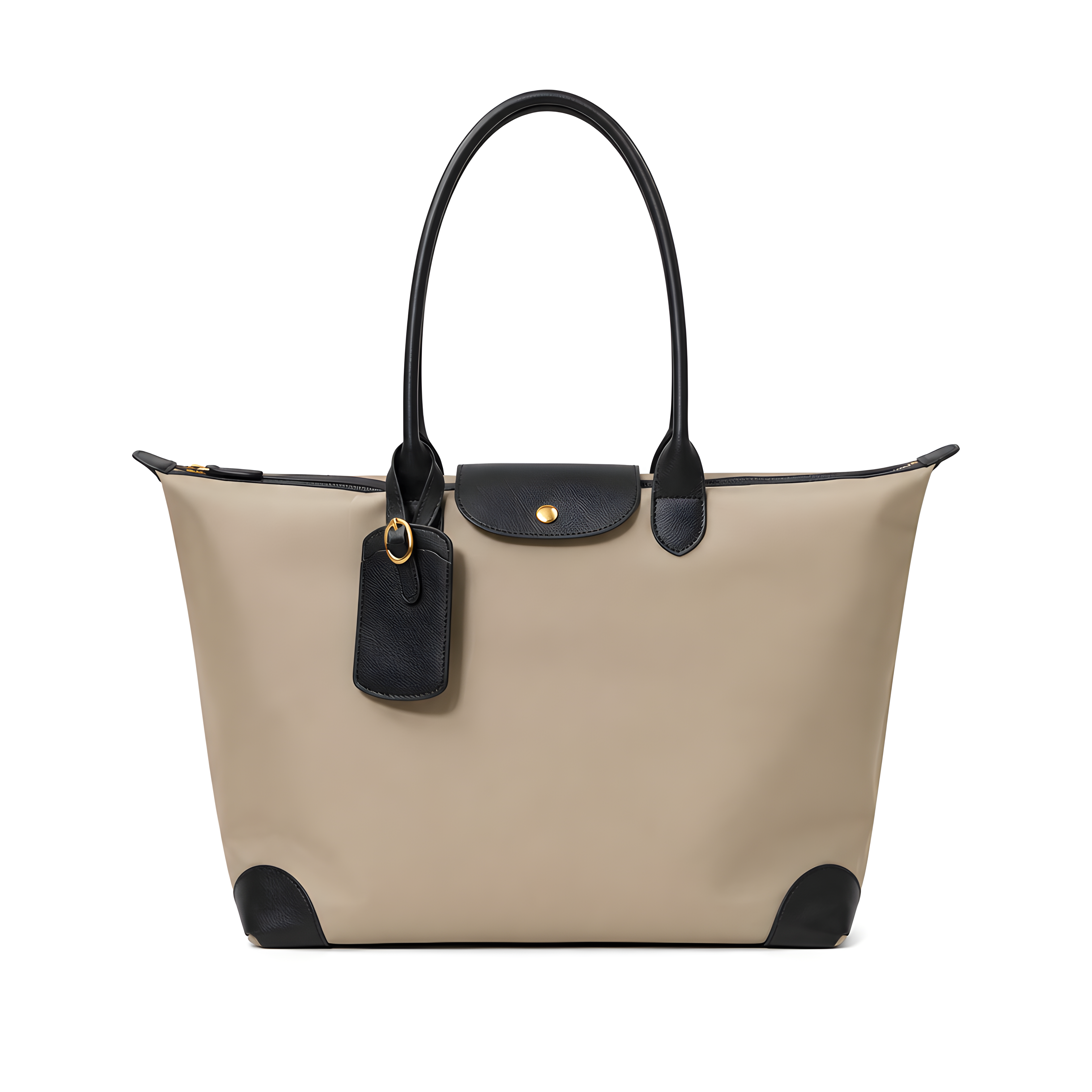 Q-VELORA Medium Nylon & Leather Travel Tote Bag – Waterproof, Laptop Compartment, 2-Way Carry