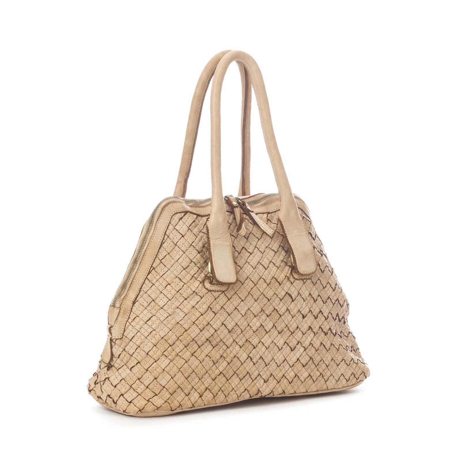 Q-VITA Braided Calfskin Handbag – Hand-Braided Italian Leather, Crossbody & Top Handle
