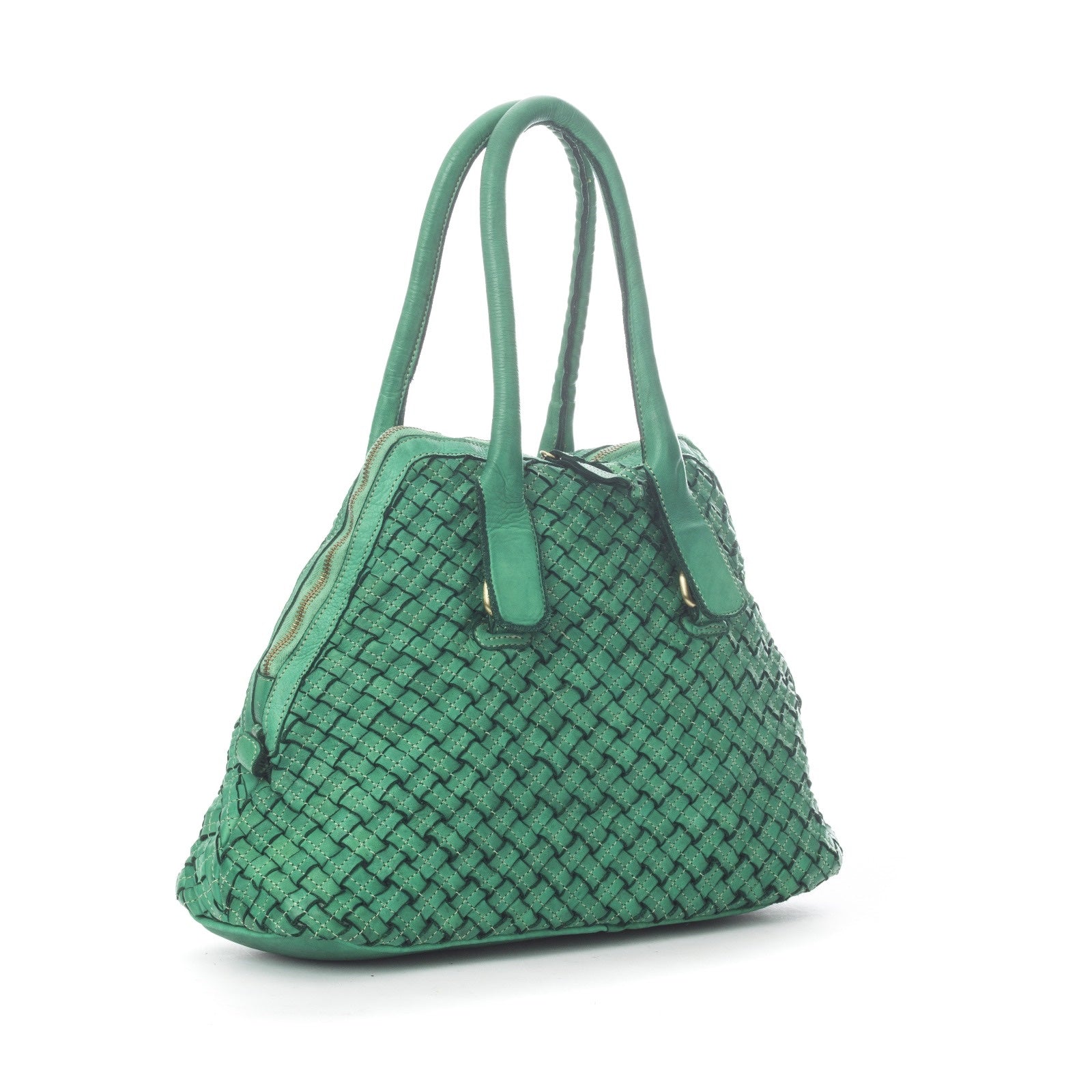 Q-VITA Braided Calfskin Handbag – Hand-Braided Italian Leather, Crossbody & Top Handle
