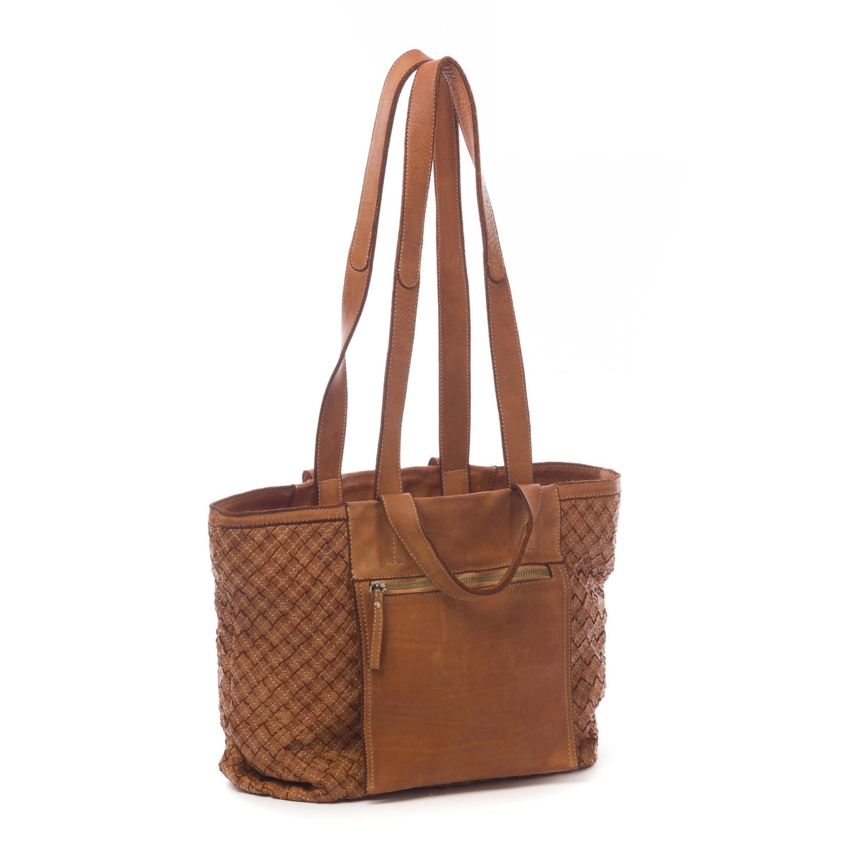 Q-Adelme Braided Calfskin Tote Bag — Handcrafted Elegance, Effortless Capacity