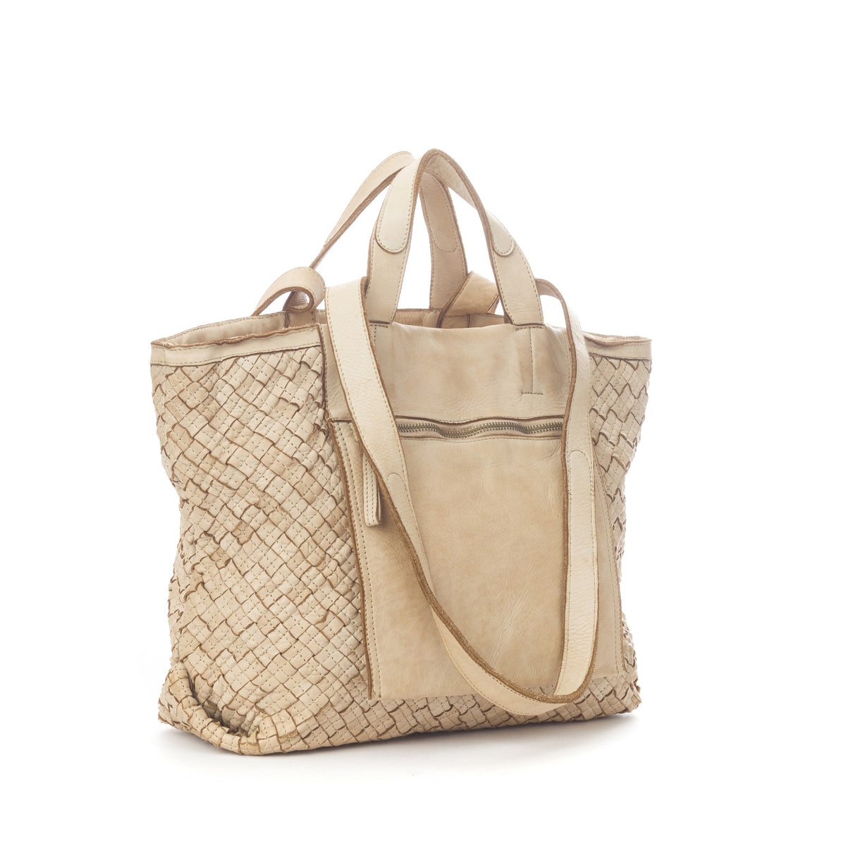 Q-Adelme Braided Calfskin Tote Bag — Handcrafted Elegance, Effortless Capacity