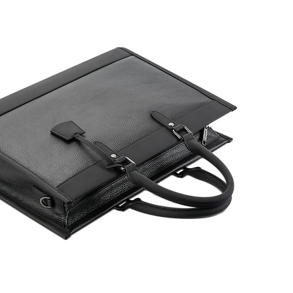 Q-METROSTYLE Genuine Leather Briefcase for Men – 15.6" Laptop Bag for Business & Travel