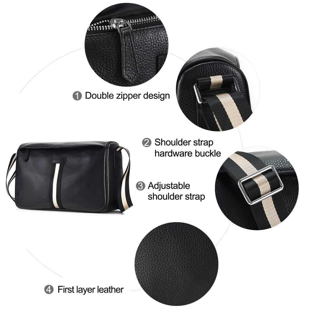 Q-ARIA Vintage Genuine Leather Crossbody Sling Bag – Unisex Messenger Bag