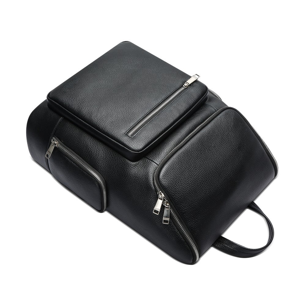 Q-ALFA-EAGLE Genuine Cowhide Leather Laptop Backpack – Large Capacity & Breathable Back Support