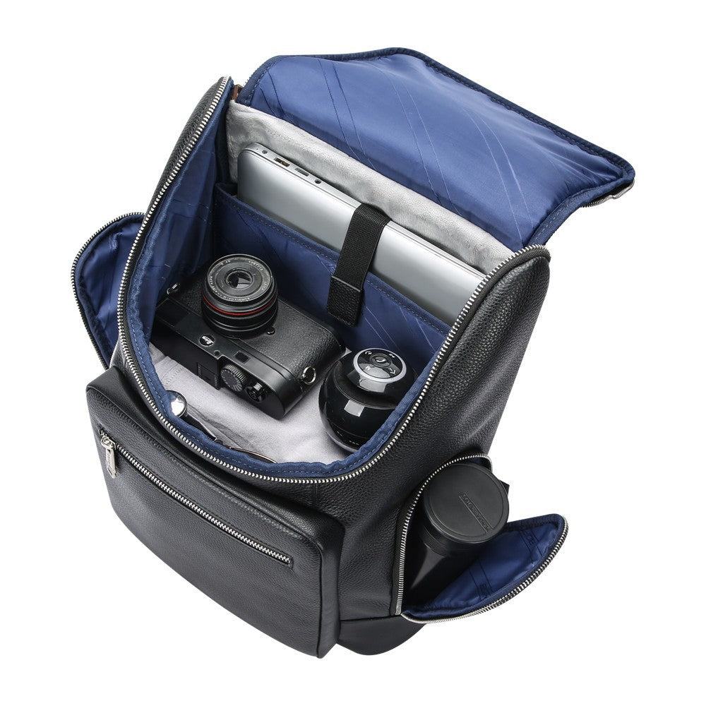 Q-ALFA-EAGLE Genuine Cowhide Leather Laptop Backpack – Large Capacity & Breathable Back Support