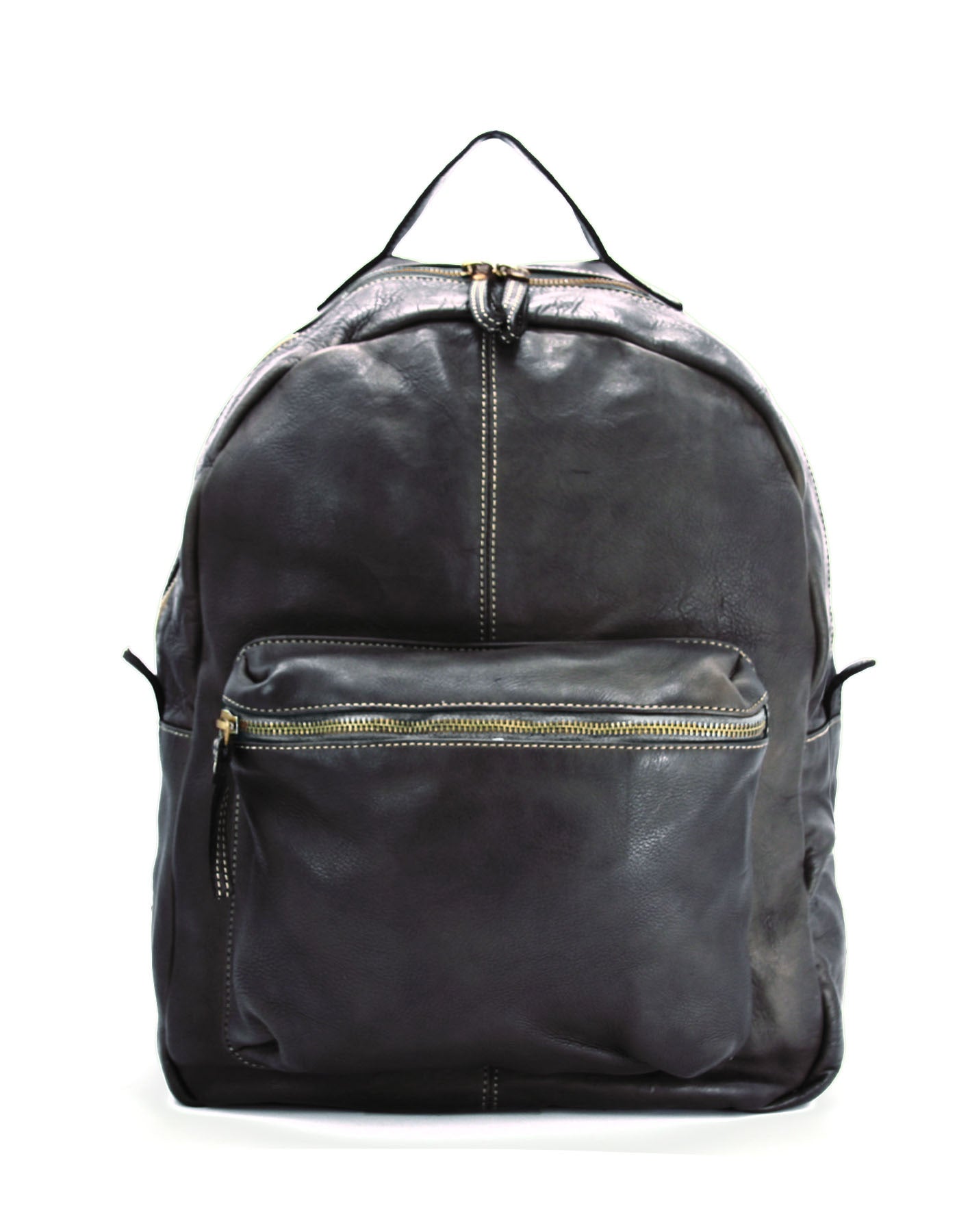 Q-ALPHA Large Vintage Calfskin Backpack – Italian Leather, Brass Hardware & Ergonomic Design