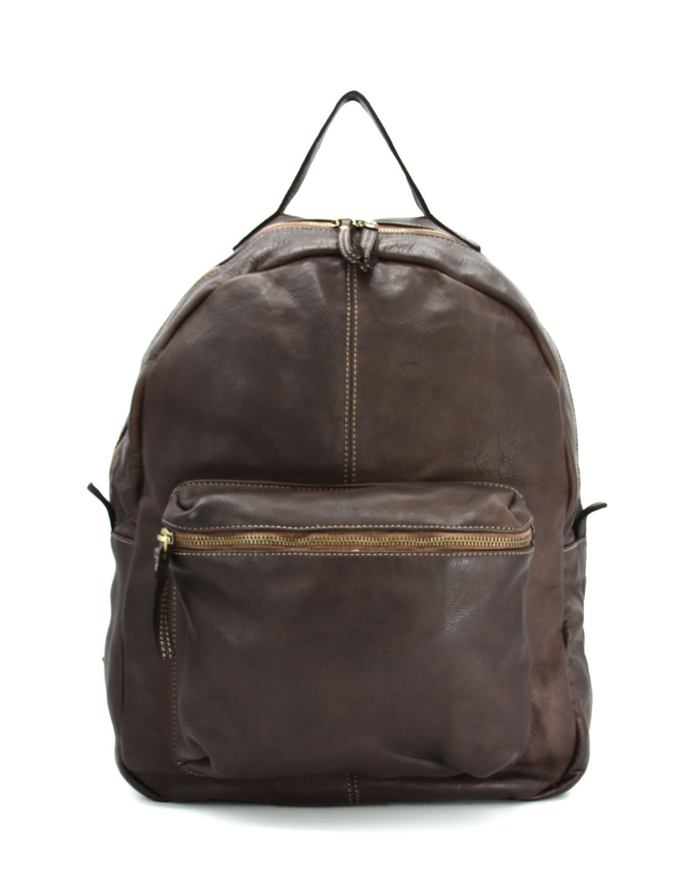 Q-ALPHA Large Vintage Calfskin Backpack – Italian Leather, Brass Hardware & Ergonomic Design