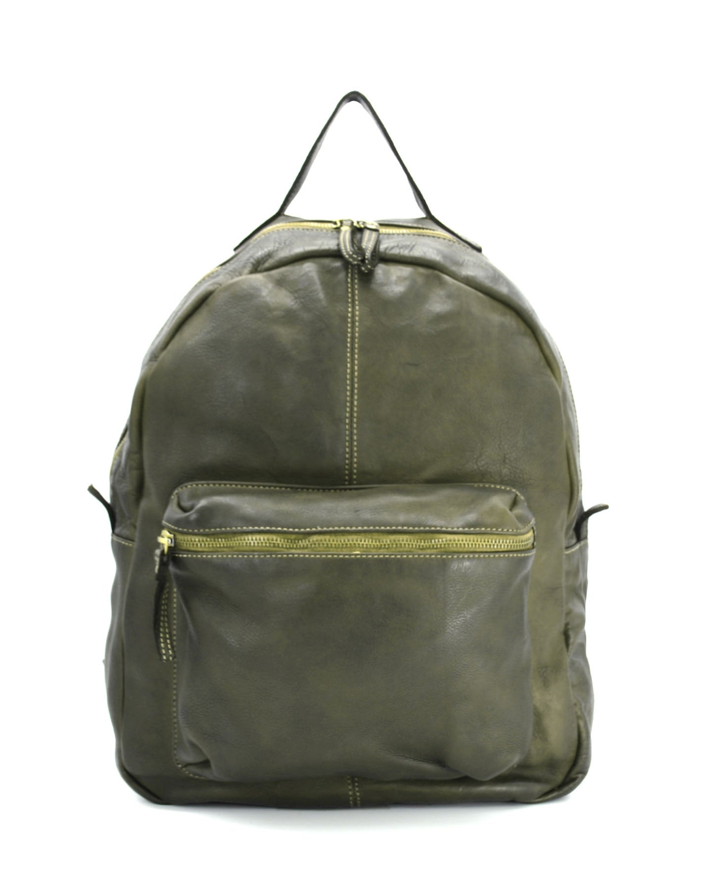 Q-ALPHA Large Vintage Calfskin Backpack – Italian Leather, Brass Hardware & Ergonomic Design