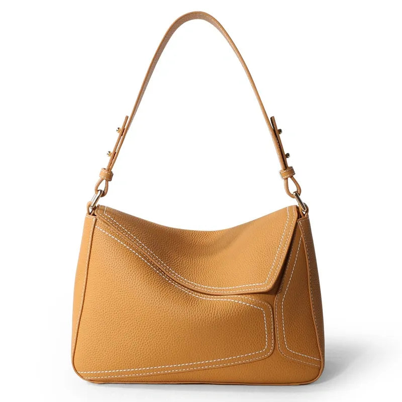 Q-AMARA Genuine Leather Handbag for Women – Dual Strap Shoulder & Crossbody Bag