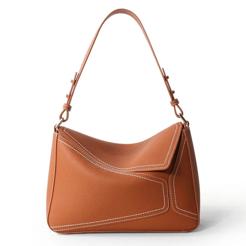 Q-AMARA Genuine Leather Handbag for Women – Dual Strap Shoulder & Crossbody Bag