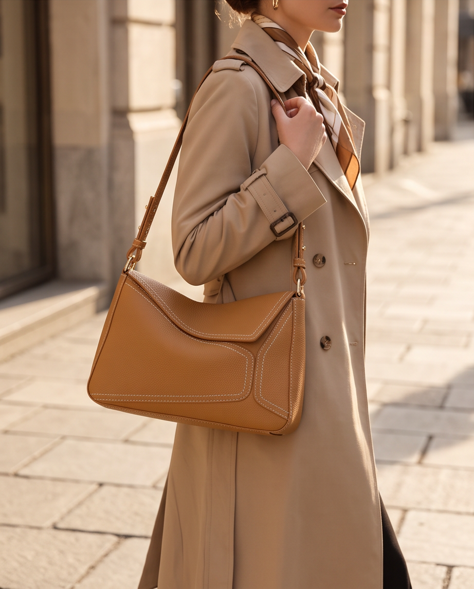 Q-AMARA Genuine Leather Handbag for Women – Dual Strap Shoulder & Crossbody Bag