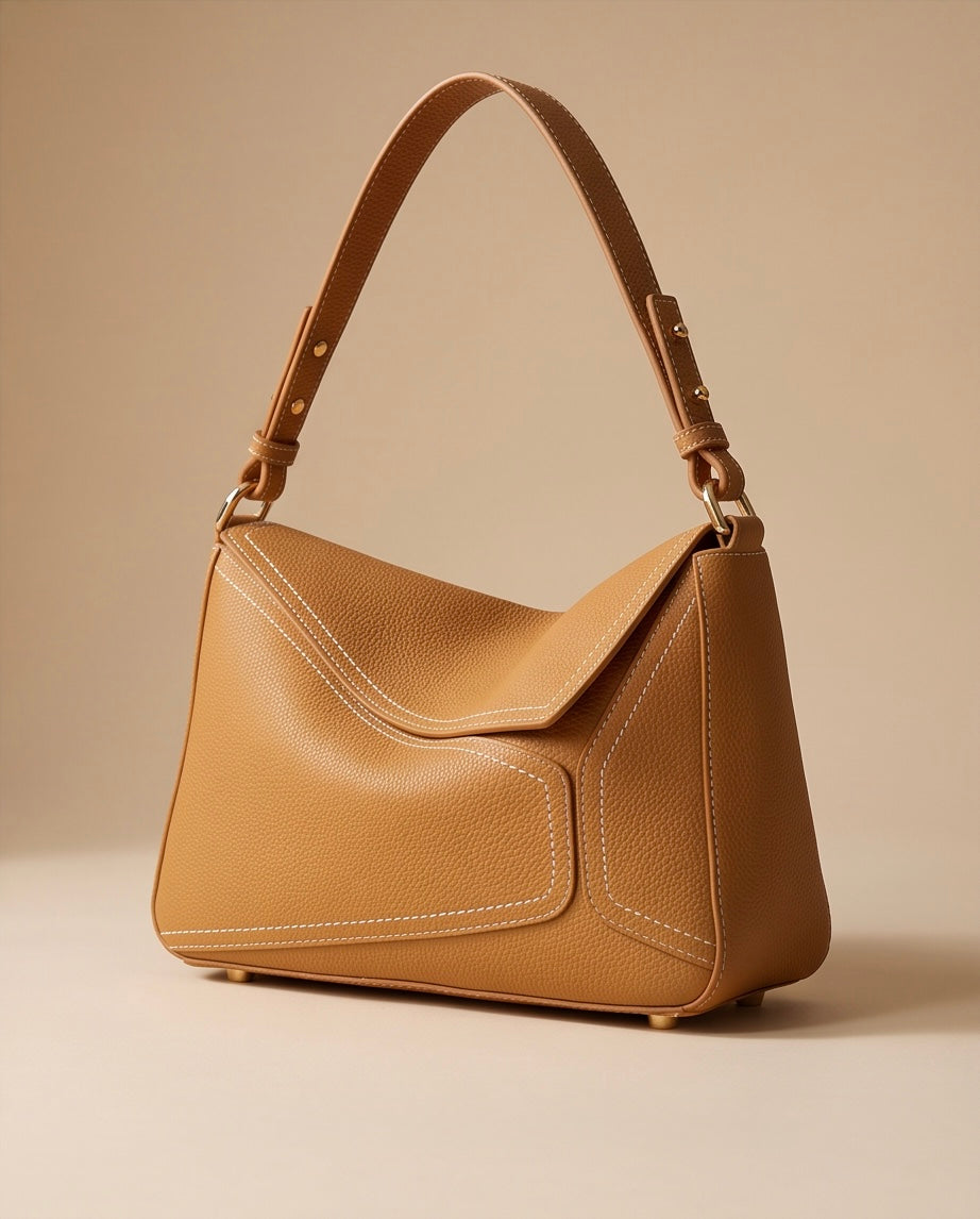 Q-AMARA Genuine Leather Handbag for Women – Dual Strap Shoulder & Crossbody Bag