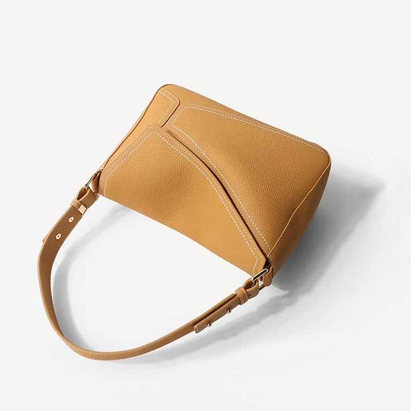 Q-AMARA Genuine Leather Handbag for Women – Dual Strap Shoulder & Crossbody Bag