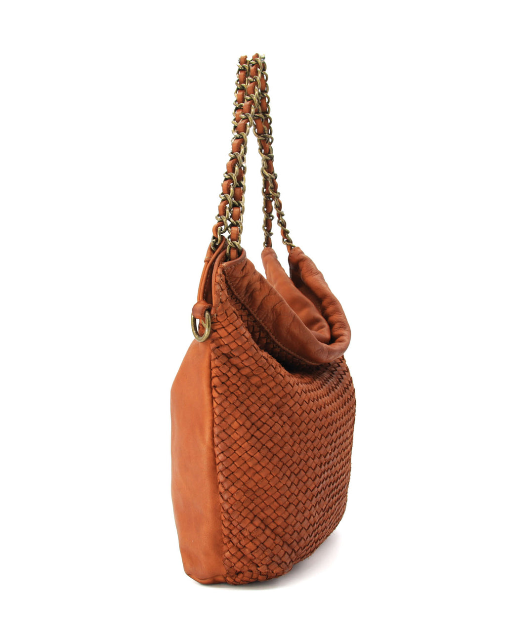 Q-AMOROSA Braided Calfskin Shoulder Bag – Italian Leather, Brass Hardware & Adjustable Strap