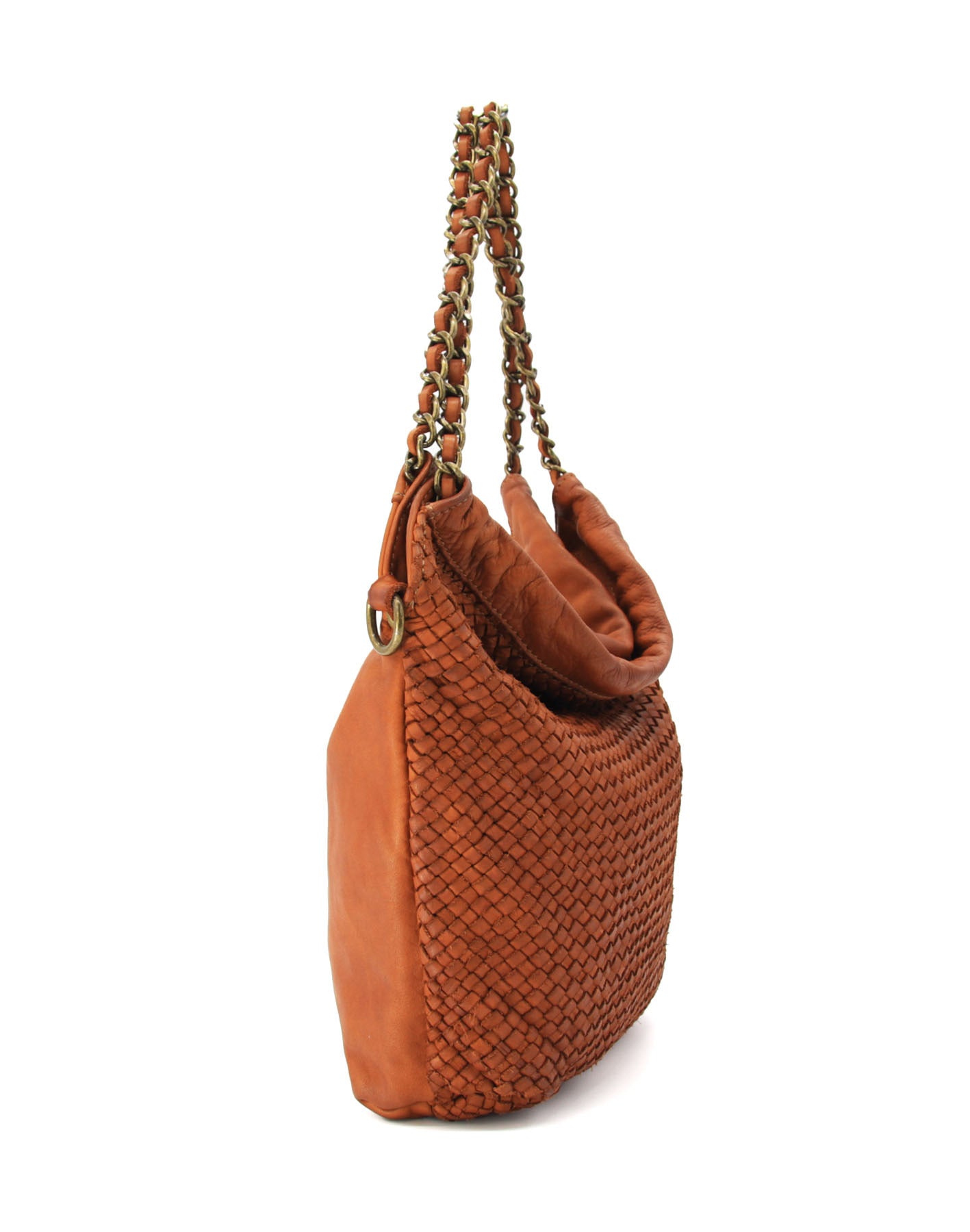 Q-AMOROSA Braided Calfskin Shoulder Bag – Italian Leather, Brass Hardware & Adjustable Strap