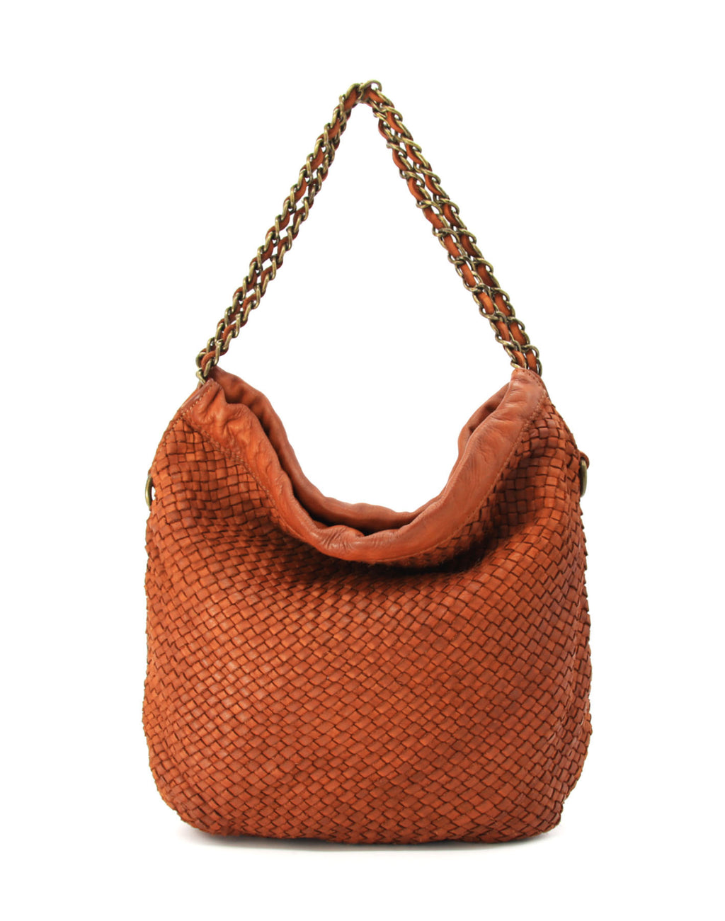 Q-AMOROSA Braided Calfskin Shoulder Bag – Italian Leather, Brass Hardware & Adjustable Strap