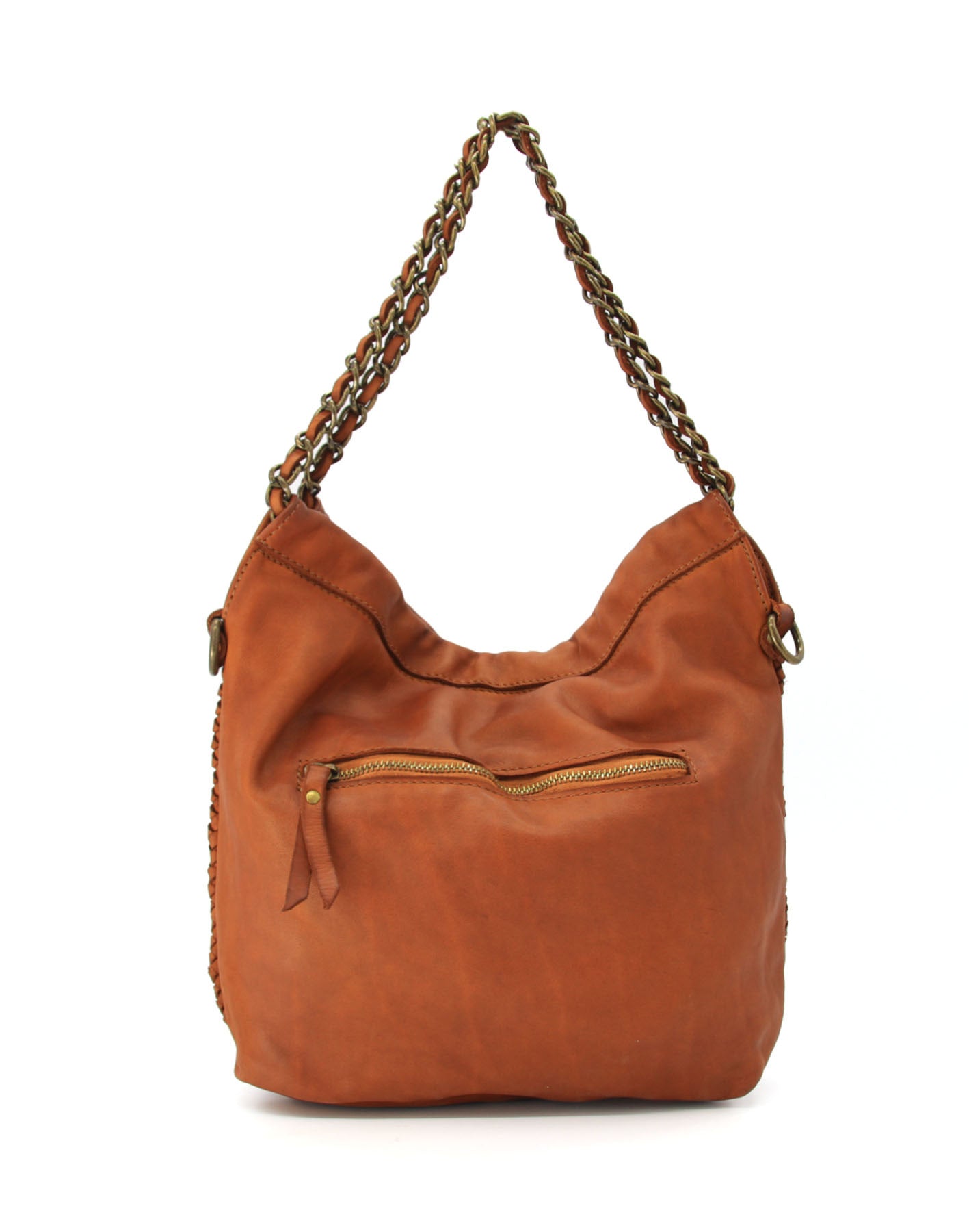 Q-AMOROSA Braided Calfskin Shoulder Bag – Italian Leather, Brass Hardware & Adjustable Strap