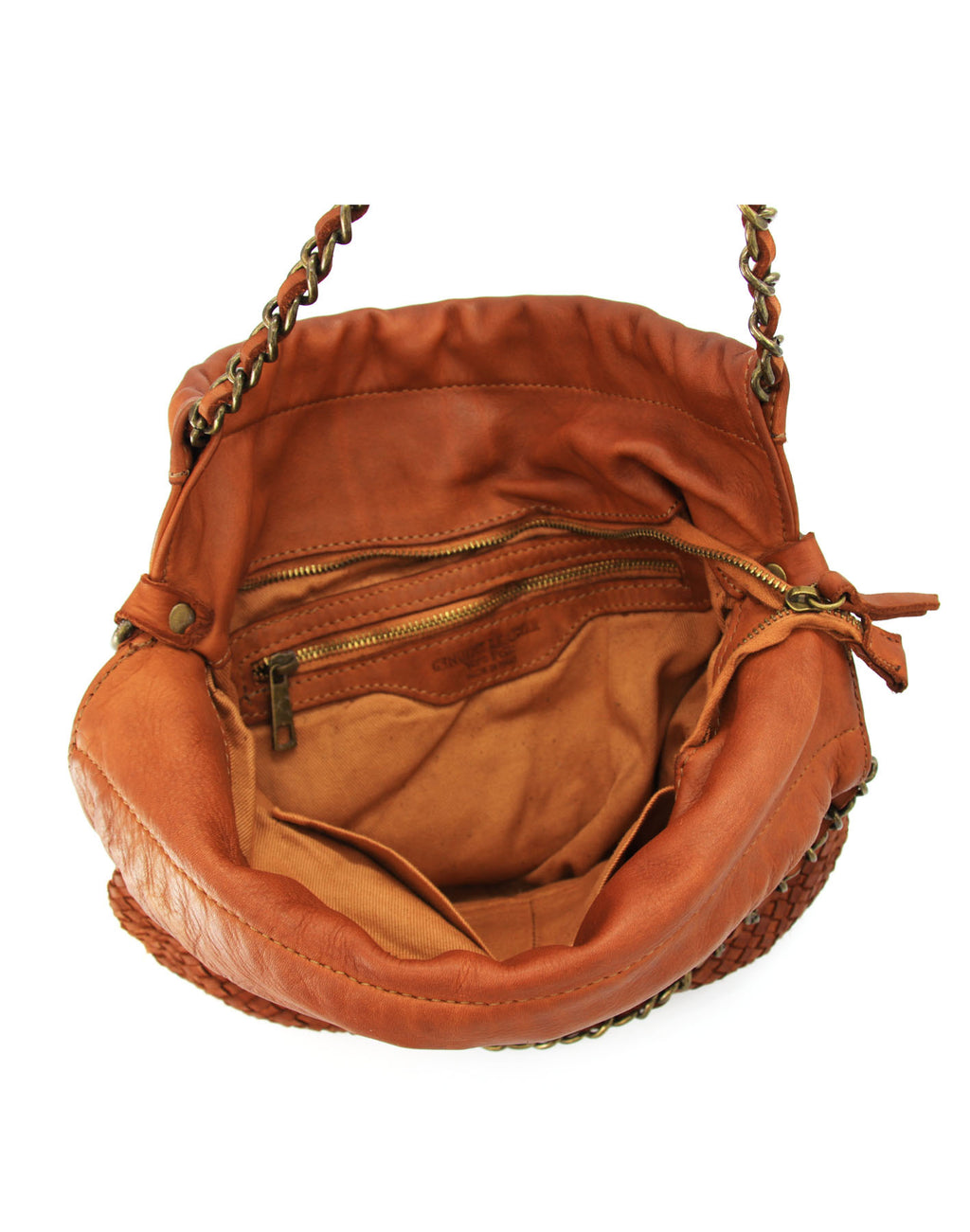 Q-AMOROSA Braided Calfskin Shoulder Bag – Italian Leather, Brass Hardware & Adjustable Strap