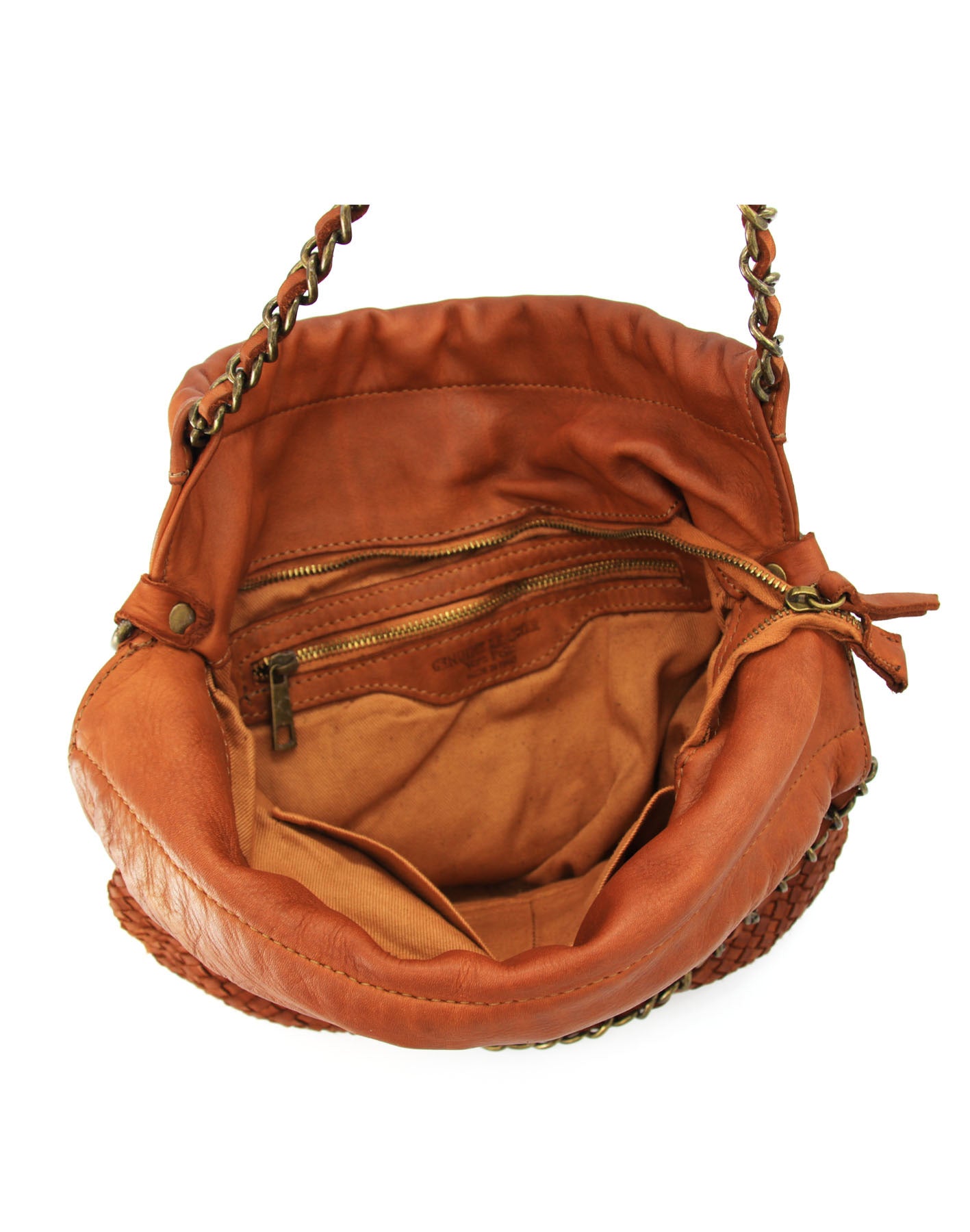 Q-AMOROSA Braided Calfskin Shoulder Bag – Italian Leather, Brass Hardware & Adjustable Strap