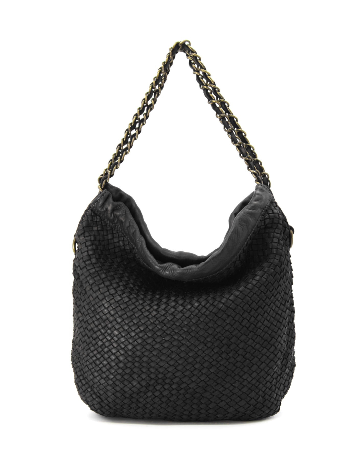 Q-AMOROSA Braided Calfskin Shoulder Bag – Italian Leather, Brass Hardware & Adjustable Strap