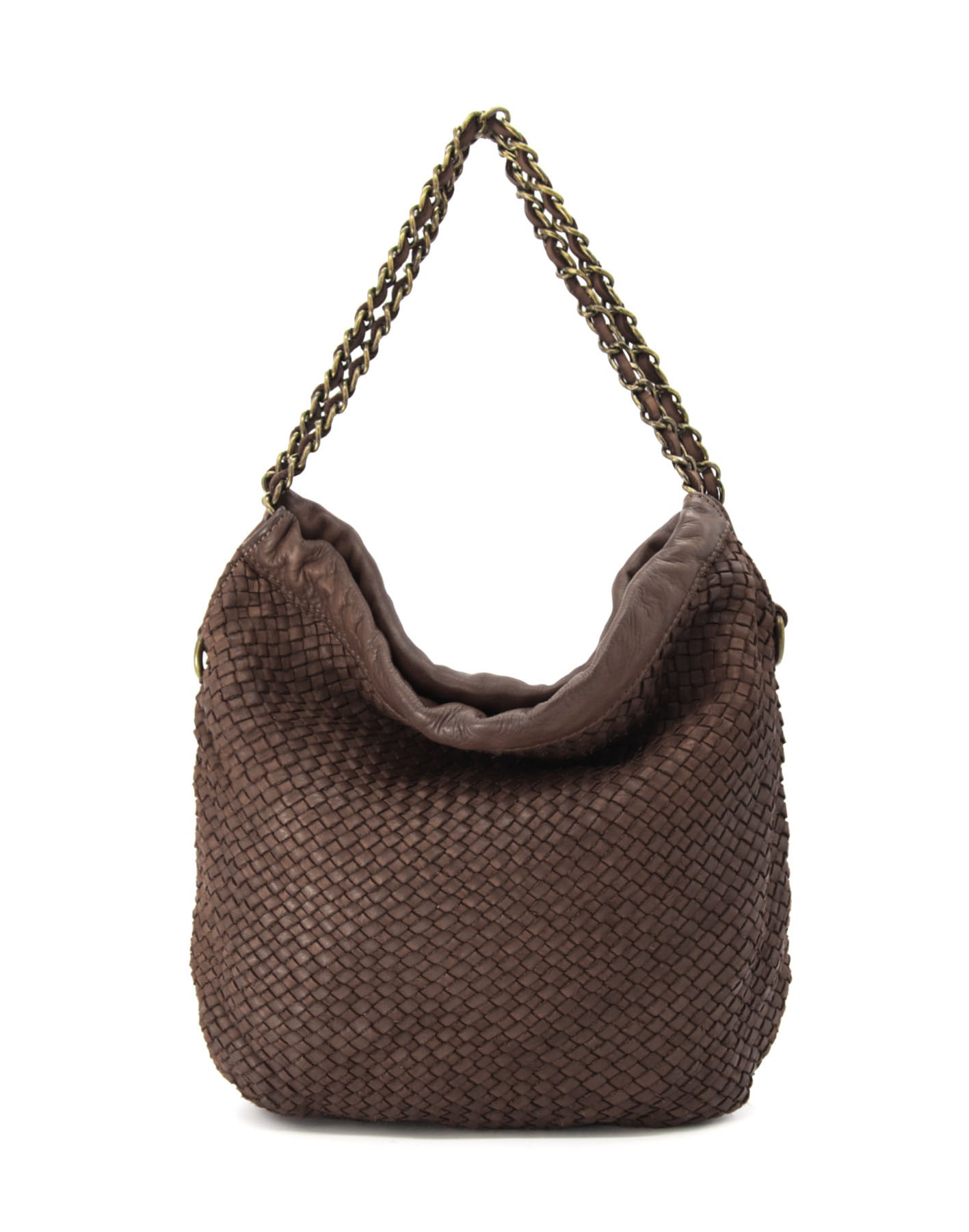Q-AMOROSA Braided Calfskin Shoulder Bag – Italian Leather, Brass Hardware & Adjustable Strap