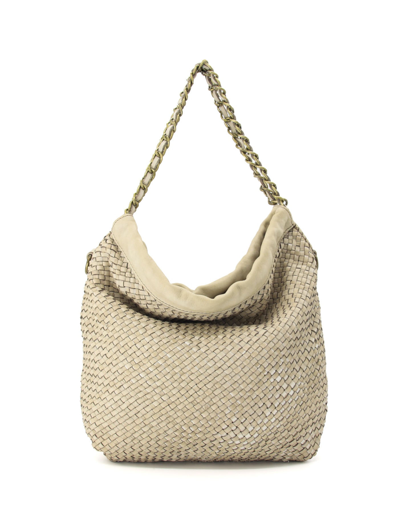 Q-AMOROSA Braided Calfskin Shoulder Bag – Italian Leather, Brass Hardware & Adjustable Strap